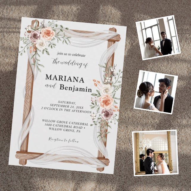 Convites Casamento Floral Rústico Elegante  (Criador carregado)