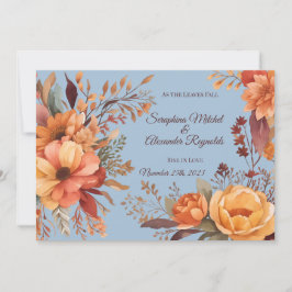 Convites Casamento Floral Rústico em Aquarela de Outono