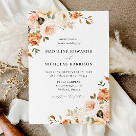 Convites Casamento Floral Rústico em Aquarela de Outono