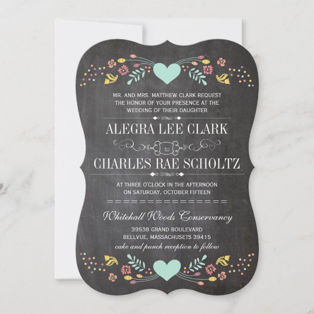 Convites Casamento Floral Rústico Folclórico com Grinalda e (Frente)