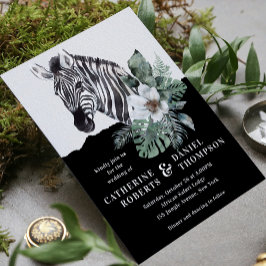 Convites Casamento Floral Safari Zebra Aquarela