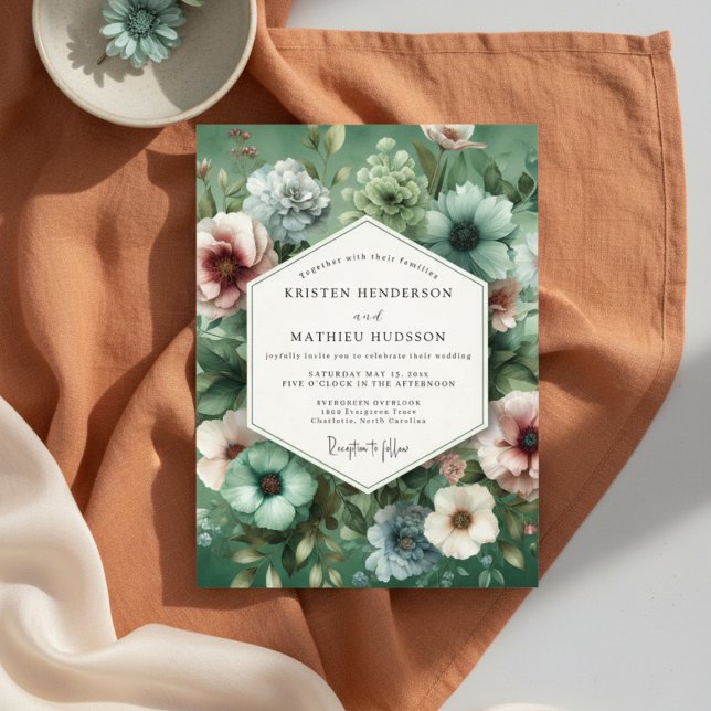 Convites Casamento Floral Salvia Nostalgia (Criador carregado)