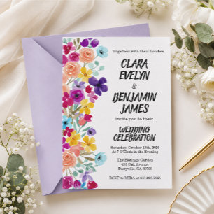 Convites Casamento floral selvagem e colorido