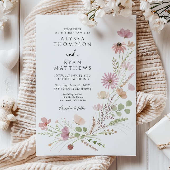 Convites Casamento Floral Selvagem Outono (Criador carregado)