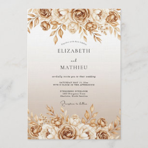 Convites Casamento Floral Sepia Pintura