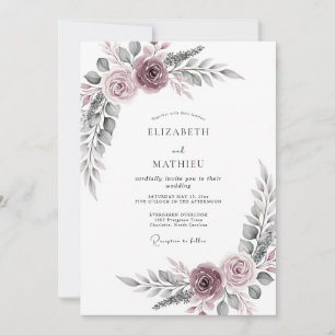 Convites Casamento Floral Sereno Rosa Poeirento