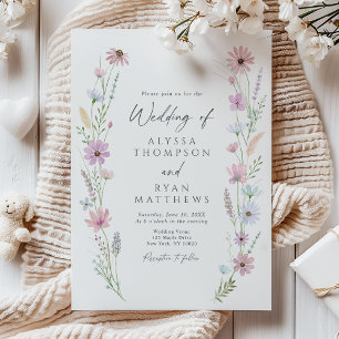 Convites Casamento Floral Silvestre Pastel Vintage