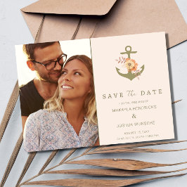 Convites Casamento Floral Simples de Boho Náutico Salvar a 