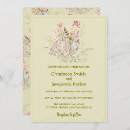 Convites Casamento floral simples de buquês de flores selva