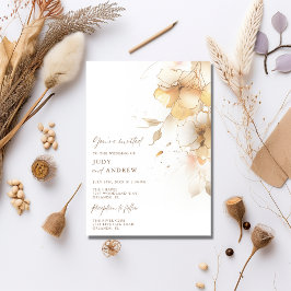 Convites Casamento Floral Simples de Outono