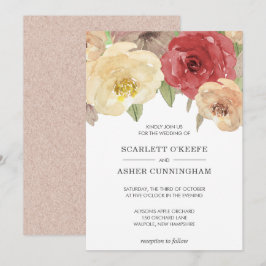 Convites Casamento Floral Simples de Queda Elegante