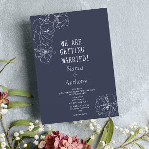 Convites Casamento floral simples, roxo e roxo