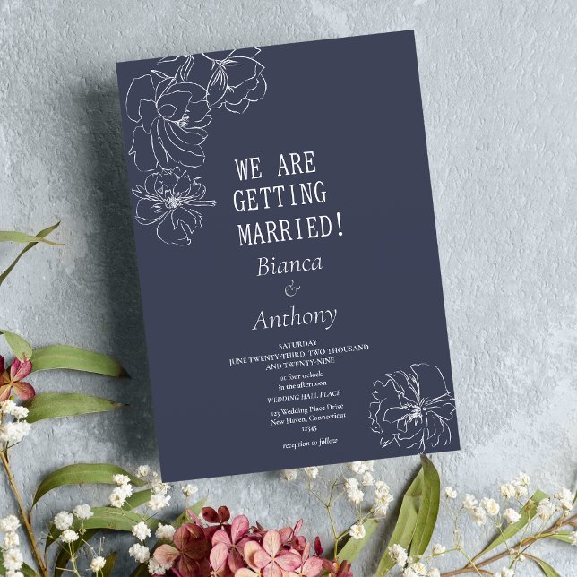 Convites Casamento floral simples, roxo e roxo (Simple dark purple white peony floral wedding)