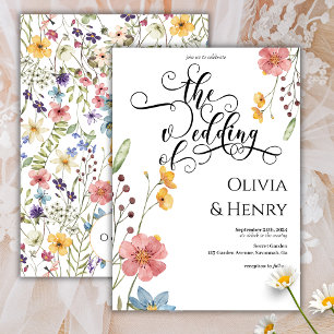 Convites Casamento Floral Simples - Script De Caligrafia El