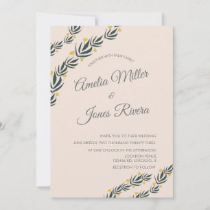 Convites Casamento Floral Simples Verde Amarelo Flor