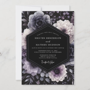Convites Casamento Floral Sombrio Deep Purple