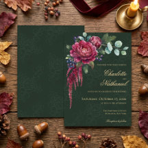 Casamento Floral Sombrio Verde Profundo Elegante