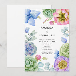 Convites Casamento Floral Suculento da Moda