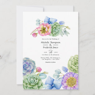 Convites Casamento Floral Suculento da Moda