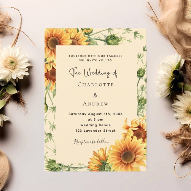 Convites Casamento floral sunflores (Criador carregado)