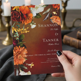 Convites Casamento Floral Sunset Dark Elegant Summer