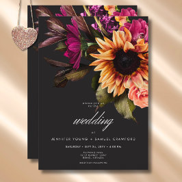 Convites Casamento Floral Sunset Elegante de Vibrante Solar