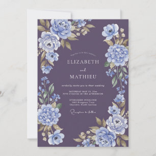 Convites Casamento Floral Suntuoso Ameixa