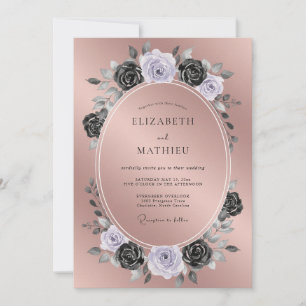 Convites Casamento Floral Temperamental em Rose Gold