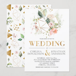 Convites Casamento Floral Terarium Peach Pink Watercolor