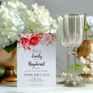 Convites Casamento Floral Terracota Borgonha Bege