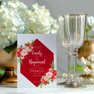 Convites Casamento Floral Terracota Burgundy Blush