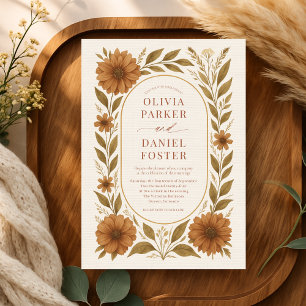Convites Casamento Floral Terracota Rústico Boho