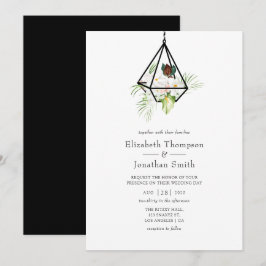 Convites Casamento Floral Terrário Geométrico Boho