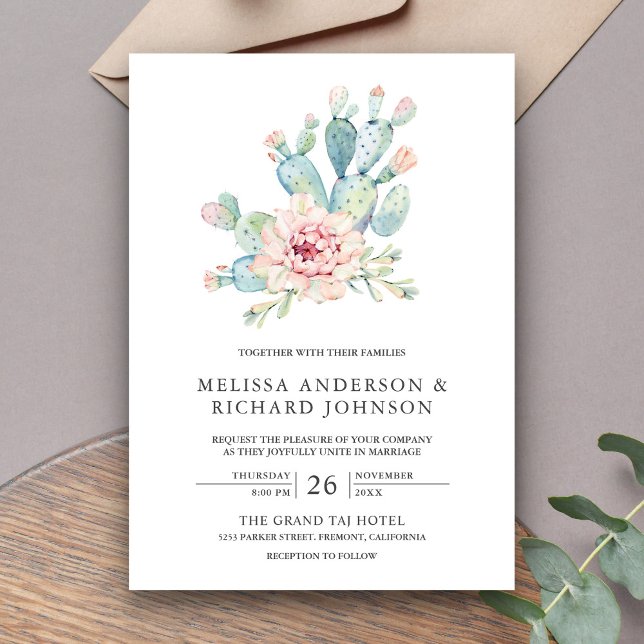 Convites Casamento Floral Terroso e Cacto do Deserto (Criador carregado)