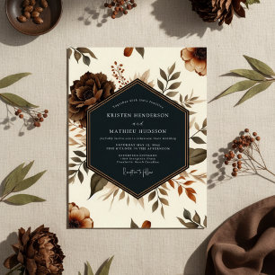 Convites Casamento Floral Terroso Marrom