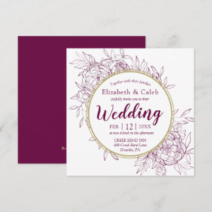 Convites Casamento Floral Toile de Peônia Rosa Fúcsia e Dou