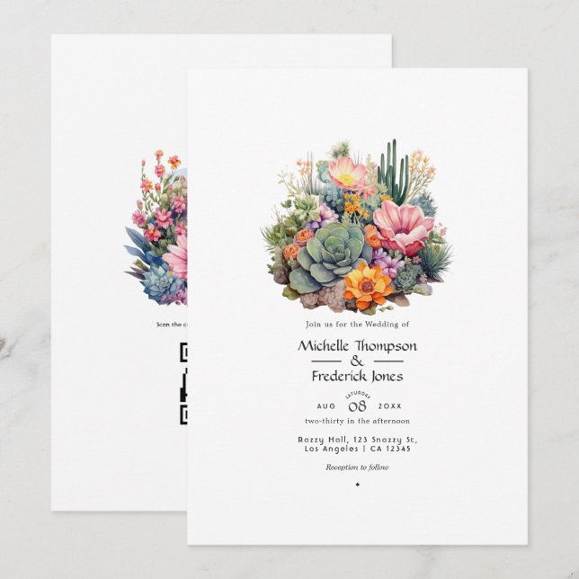 Convites Casamento Floral Tons do Deserto (Frente/Verso)