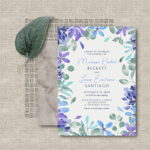 Convites Casamento Floral tropical azul