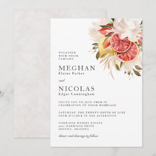 Convites Casamento Floral Tropical Boho de Citrino Brilhant