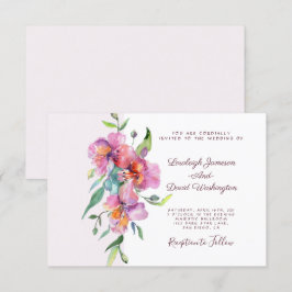 Convites Casamento floral tropical cor-de-rosa personalizad