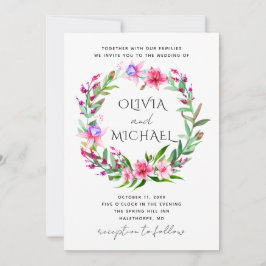 Convites Casamento floral tropical de aquarela. Flores do H