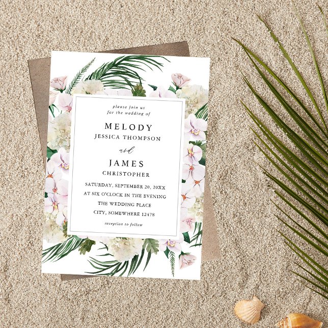 Convites Casamento Floral Tropical de Greenery Boho (Criador carregado)