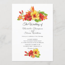 Convites Casamento Floral Tropical de Hibisco Elegante