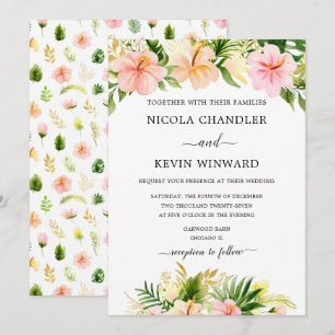 Convites Casamento Floral Tropical Elegante