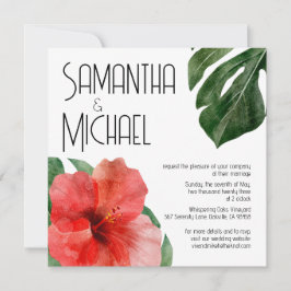 Convites Casamento Floral Tropical Moderna