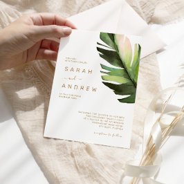 Convites Casamento Floral Tropical Palm Leaf