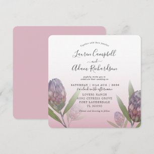 Convites Casamento Floral Tropical Rosa e Roxo