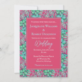 Convites Casamento Floral Tropical Rosa e Verde