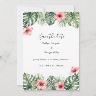 Convites Casamento Floral Tropical Vintage Hibisco Havaí