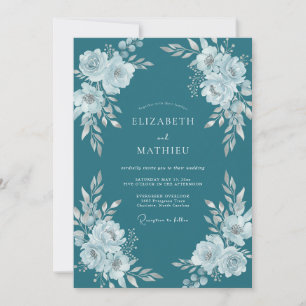 Convites Casamento Floral Turquesa